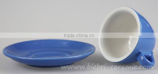 65cc To 450cc Blue Color Glazed High Quality Ceramic Espresso Cappuccino China Cup Saucer
