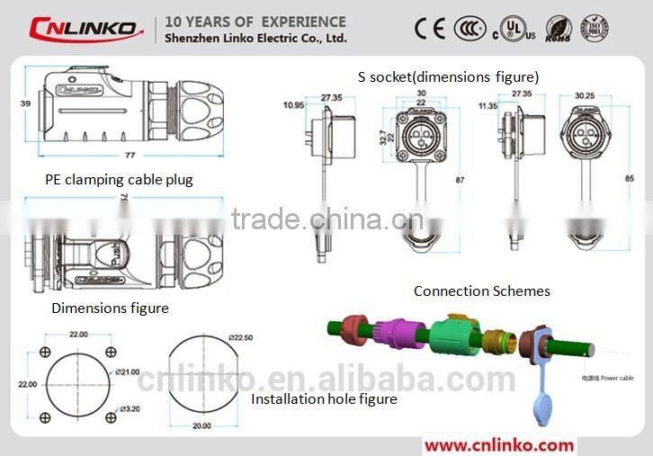 2015 top manufacture IP65/67 waterproof 2pin circular connector