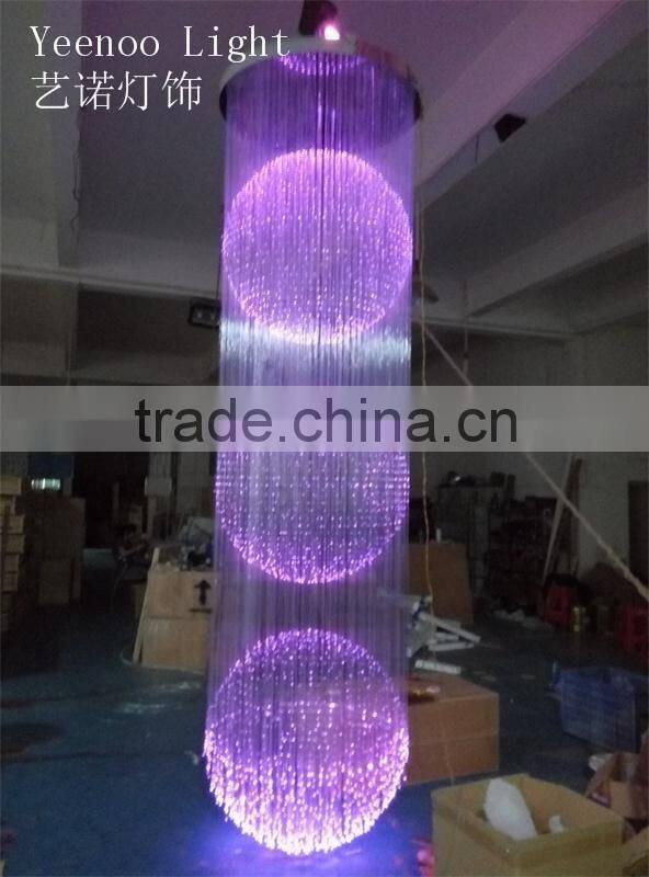 3.5 meters long fiber optic chandelier for hotel, casino, restaurant decoration