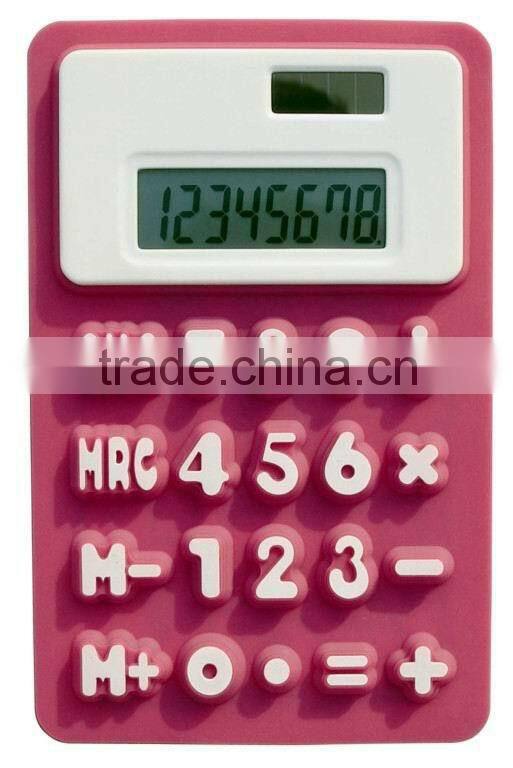 office&business promotional gifts silica gel 8 Digits waterproof Solar flexible Silicone soft rubber calculator