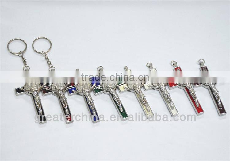 Religious zinc alloy Metal cross keychain