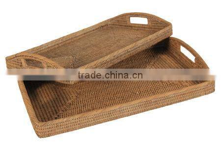 Oval Boat Rattan Tray Large and Medium Brown ( july.etop@exporttop.com)
