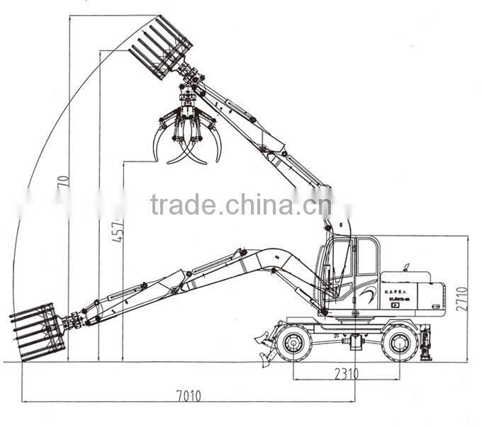 small wheel grapple loader with back fixed leg and front blade