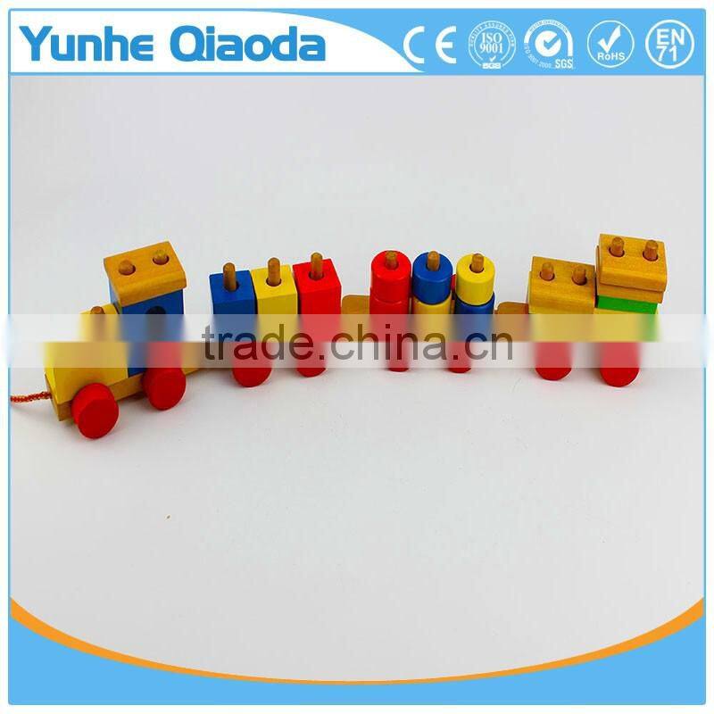colorful Wood stocking Train Toys Geometric Building Blocks Education Gift