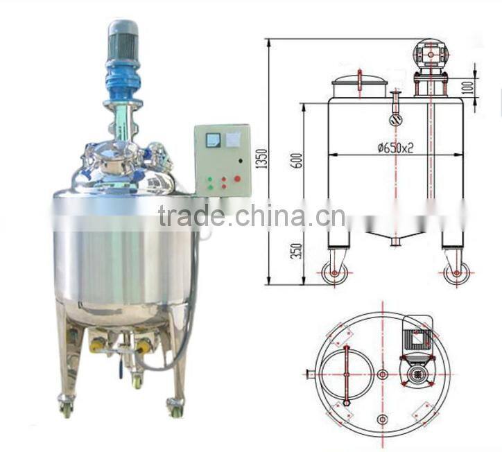 Double jacketed mixing tank with top agitator