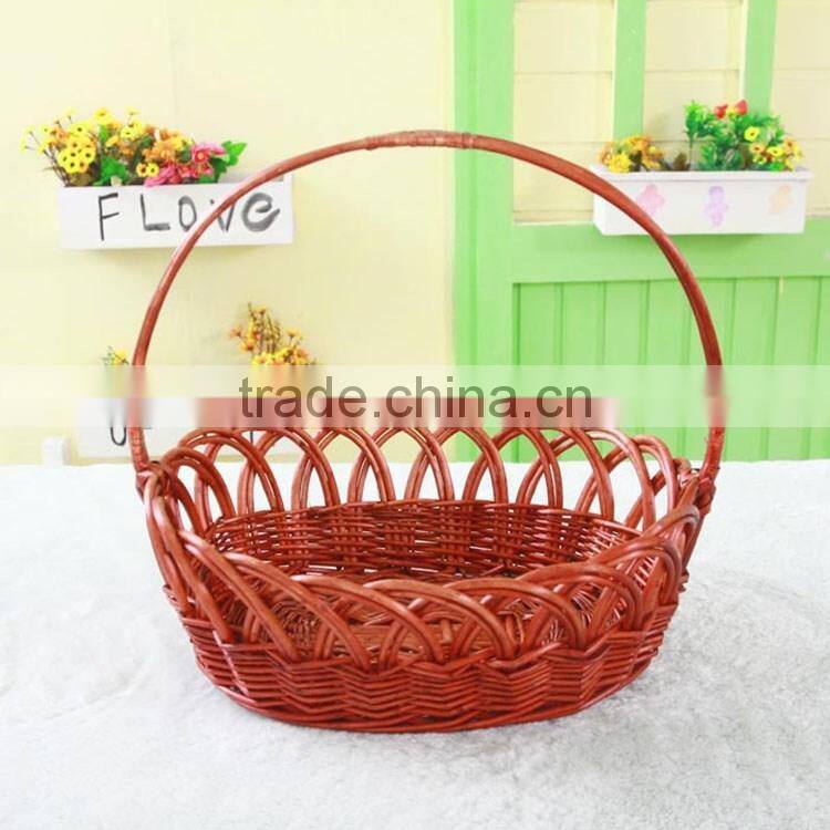 S&D eco-friendly 100% hand made poly rattan wicker gift basket with handle