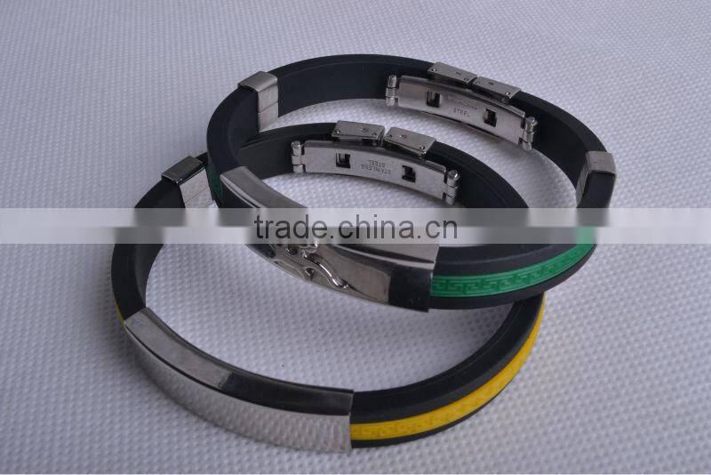 silicone bracelet with metal