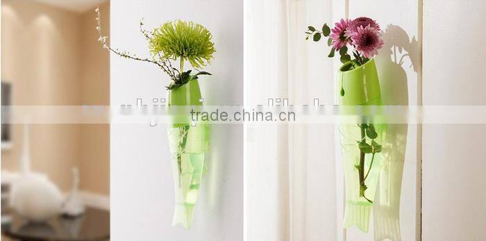 Multicolor transparent wall-hanging plastic vase