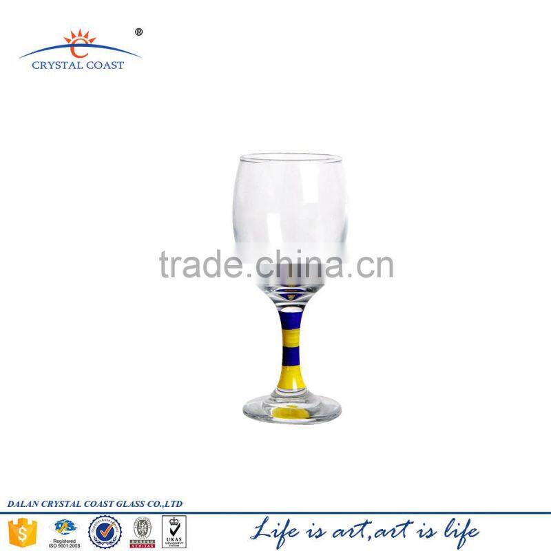 Promotional wholesale clear machine made water goblet glass/short stem machine made wine glass