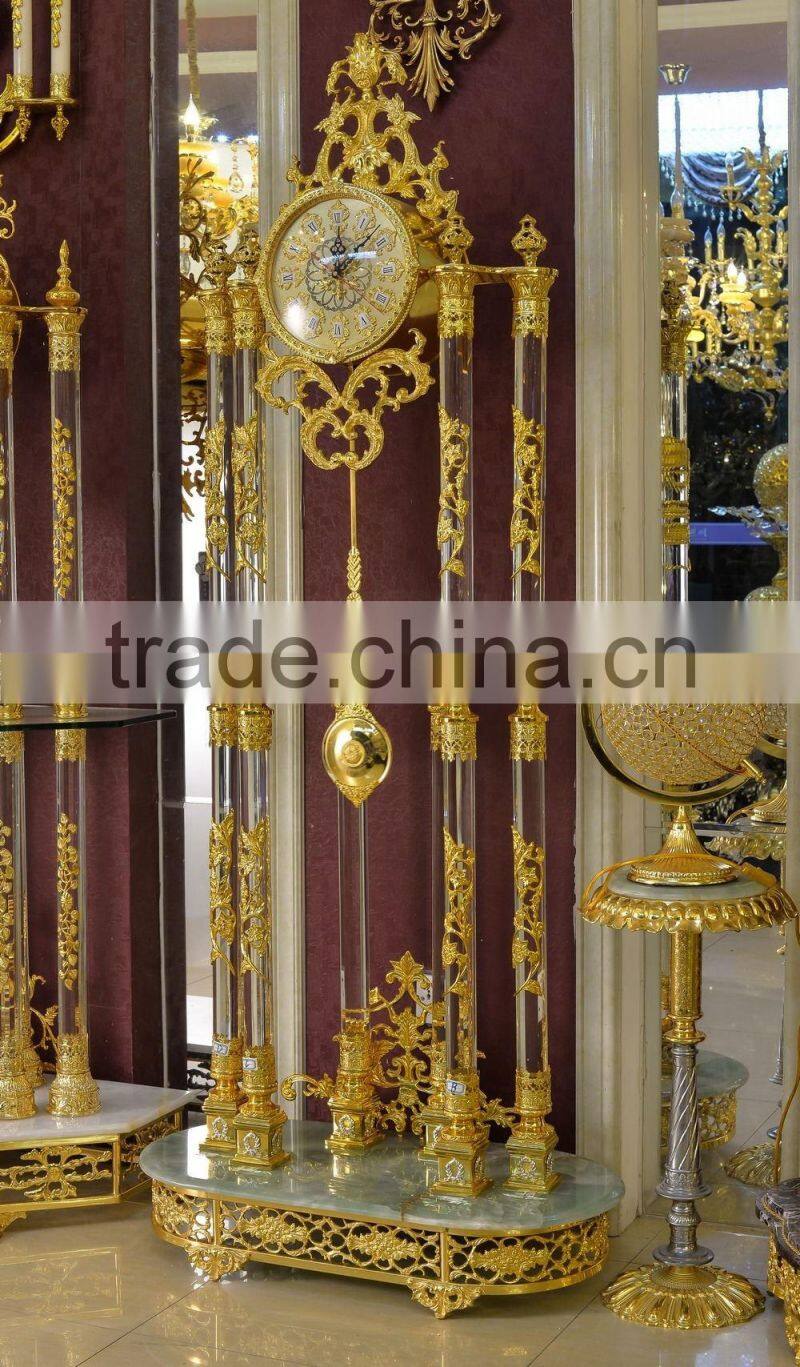 Exquisite Copper Cast Floor Clock, High Quality 24K Gold Floor Clock, Metal Mounted Floor Clock