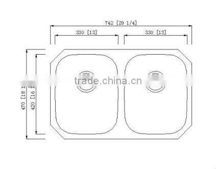 Stainless Steel Kitchen Sink Double Bowl 7447A