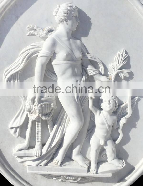 Modern White Marble High Relief Nude Lady Sculpture