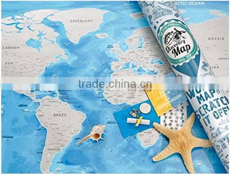 Detailed World Map with Scratch off Stickers Large Size and Tube Packaging