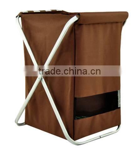 Household Essentials single Rolling Laundry Hamper with 600D Oxford cloth+aluminium rack