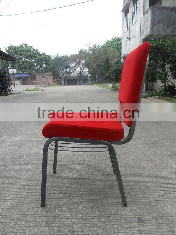 Red color Utility Iron metal with Shaped cotton church chair