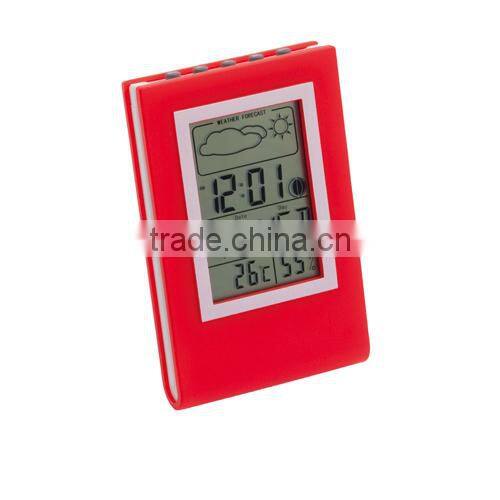 New arrival photo frame shaped desk clock with weather station and temperature for gift