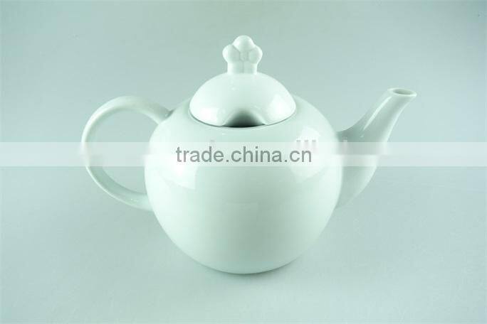 cheap ceramic plain white tea pot with lid