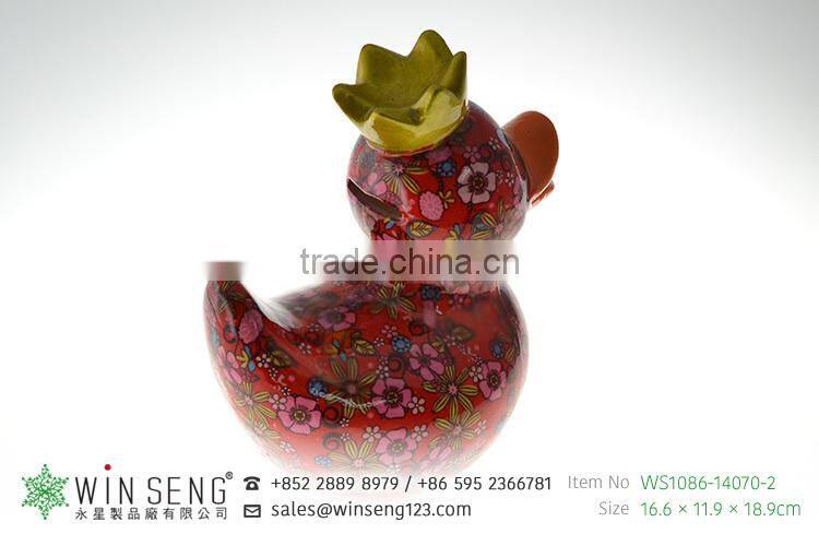 cheap coin box lovely design flower patterns duck shaped ceramic animal piggy bank