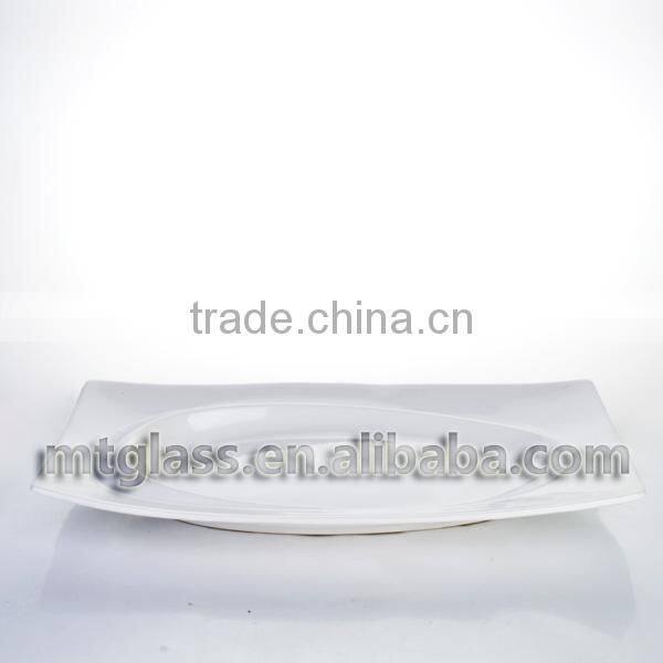 White rectangle ceramic pizza heating plate with bulk