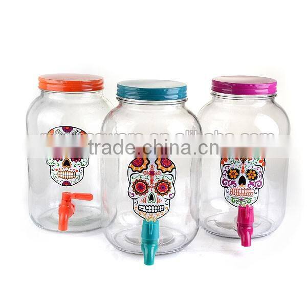 5L Glass Dispenser with colorful decal and tap