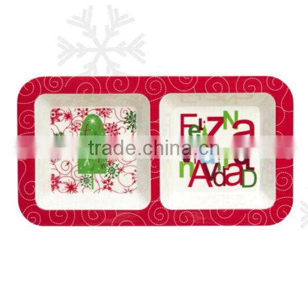 wholesale christmas plastic square dividers food nuts tray
