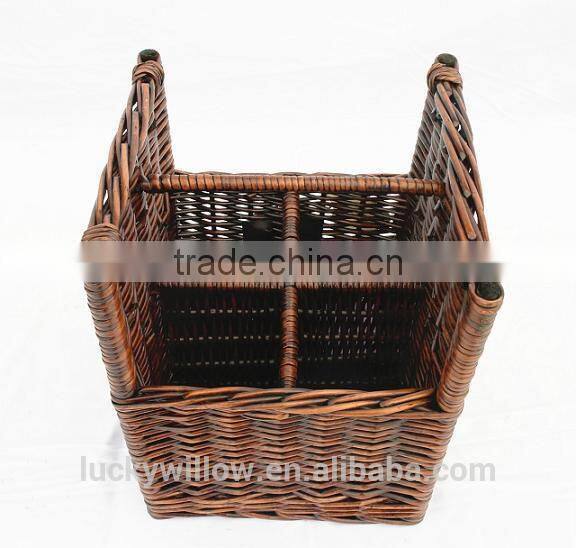 Four Section Painted Wicker Bottle Holder