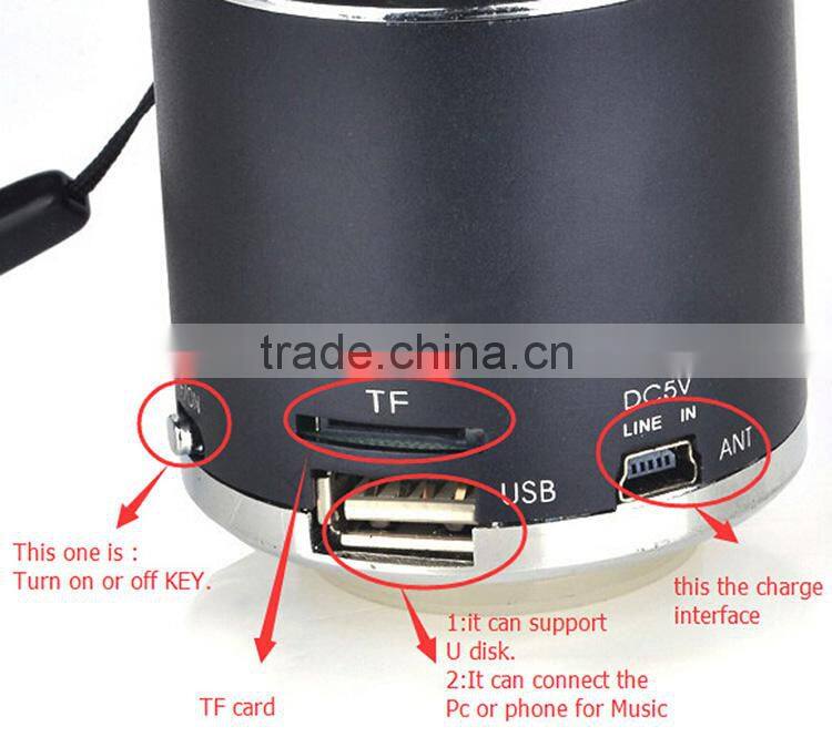 Multi-function portable mini speaker supports FM/ TF Card/ USB/ 3.5mm jack audio device