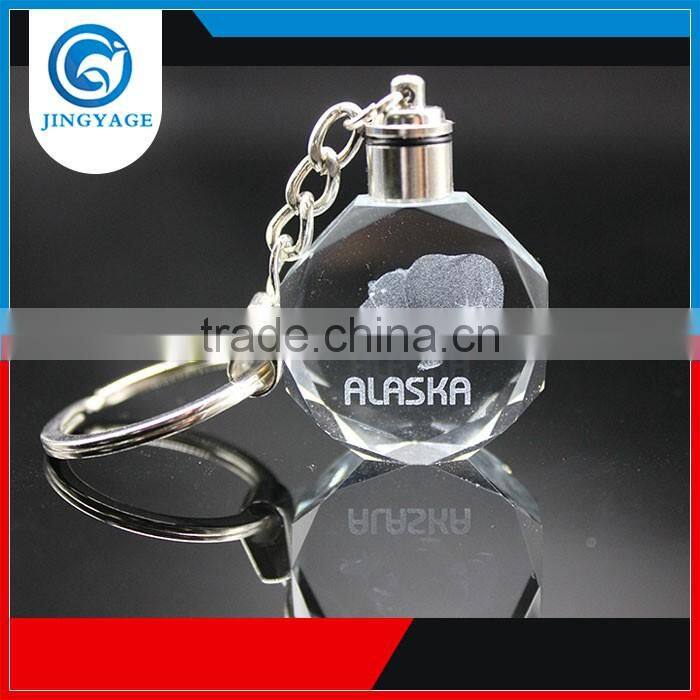 3D Laser Engraved Animal Round Crystal Key chains Souvenir Gifts