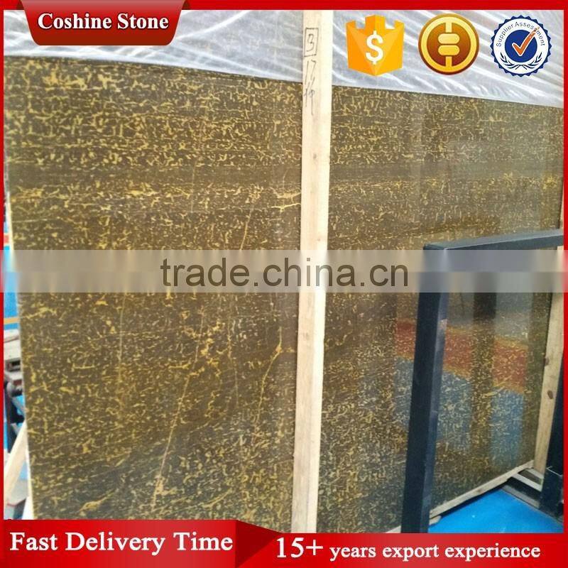 China popular polished gold veins black marble slab