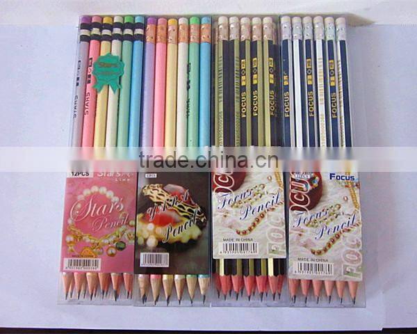 Graphite wood color pencil with eraser