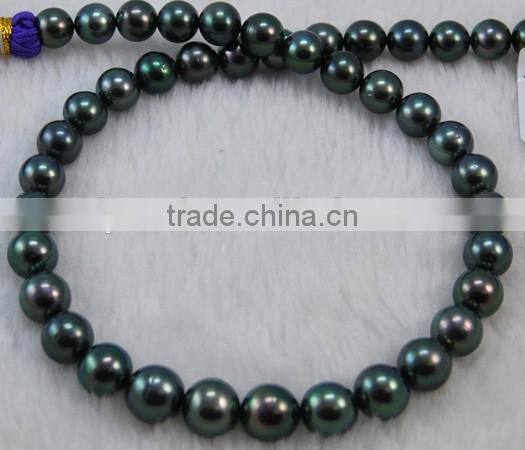 Wholesale 13-14mm Peacock Green Genuine Tahitian Pearl Strands