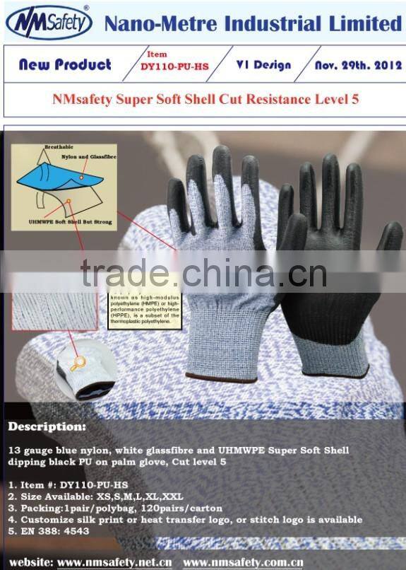 NMSAFETY prick resistant glove anti cut safety glove use en388 with good abrasion