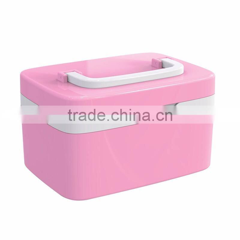 Lockable plastic cosmetic storage box with nice compact design