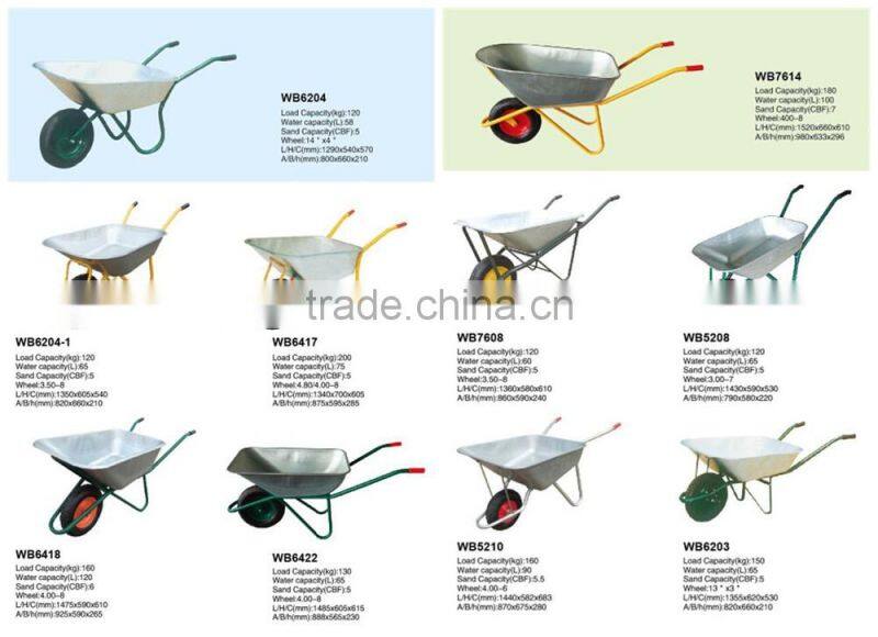 Qingdao cheap Heavy duty 150kg 65L garden wheelbarrow manufacture WB6201