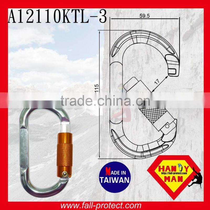 O Type 25KN Taiwan Aluminum Carabiner For Mountain Climbing