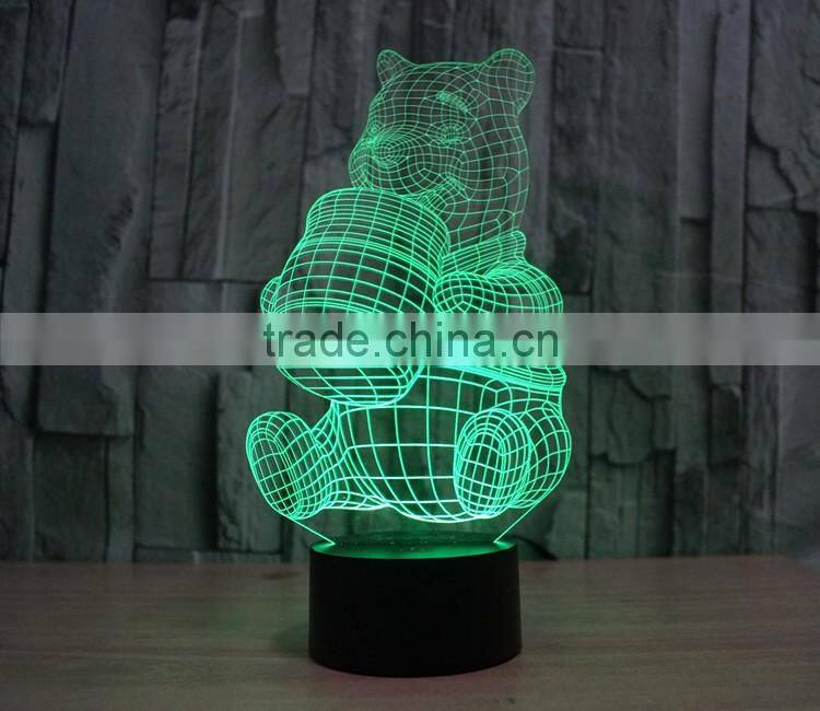 2016 creative colorful touch panel round base colorful USB 3D night light decoration light for Christmas gift