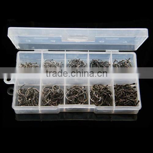 Amazon hot Cheap 500pcs 10 Size Assorted Sharpened Fishing Hooks Lure Baits With Fish Tackle Box