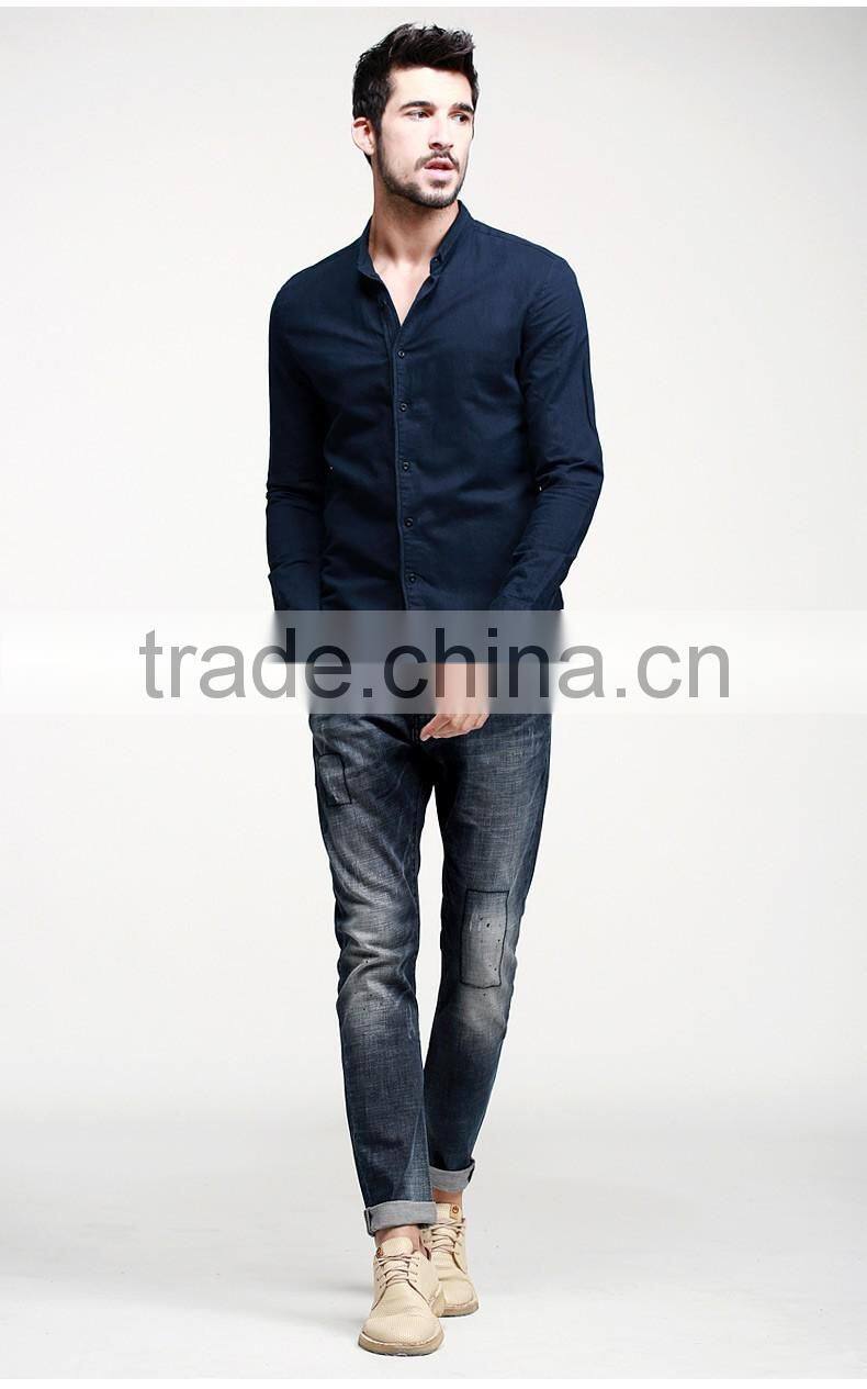 2015 Pure color autumn man united buiness men shirt