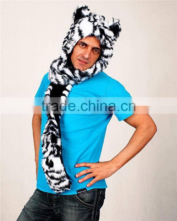 Super quality useful comfortable funny animal hood hat and scarf