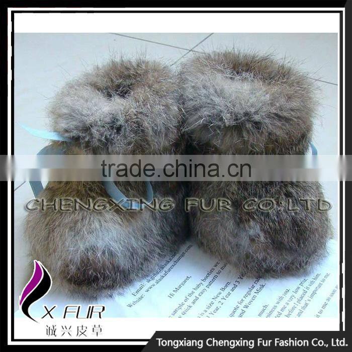 CX-SHOES-07 New Products Genuine Rabbit Fur Cute Baby Shoes