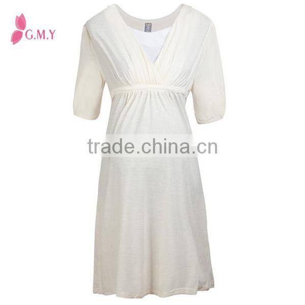 Women's V-neck Elastic Waist Black Maternity Dresses, Maternity Evening Dresses