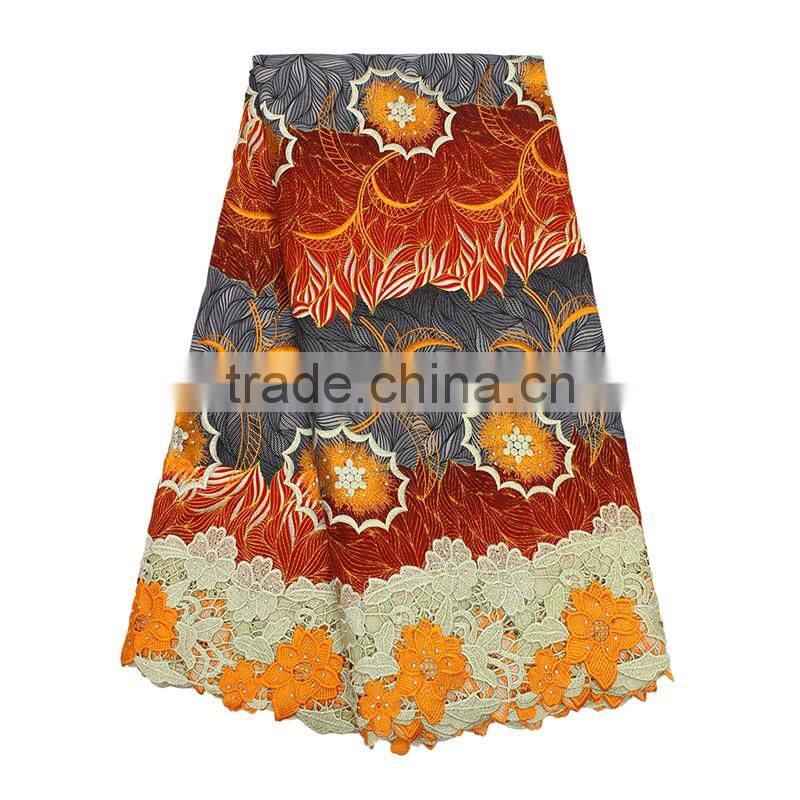 Orange Bestway wax print fabric african 6 yards with stones BLW017-8 For hot sale