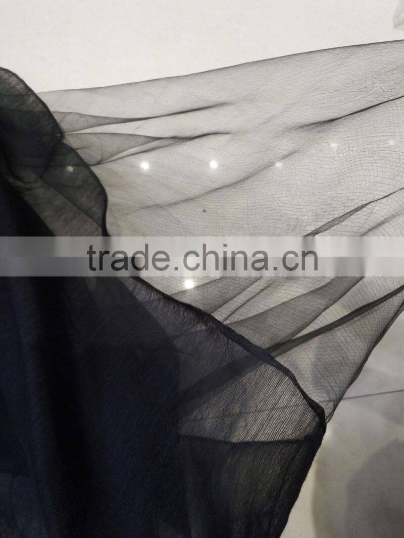 2017 Fashion new arrival lady jacquard plain solid color 2layers silk mixed viscose scarf shawl