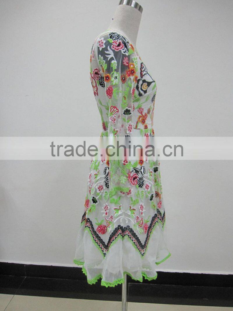 New arrival flower printing chiffon latest design maxi dress for women SR-D9787
