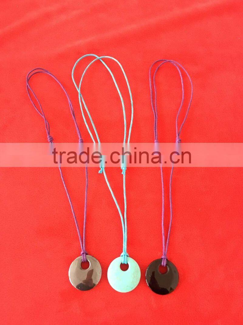 custom own circle natural stone pendant necklace with knotted cord new circle natural stone pendant necklace for her 2017