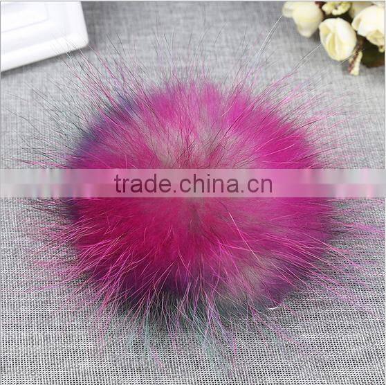 100% Real Raccoon Fur Pom Pom Keychain Fluffy Fur Balls Genuine Fur Pompons for Bag Hats Cap Scarf Gloves with Buttons