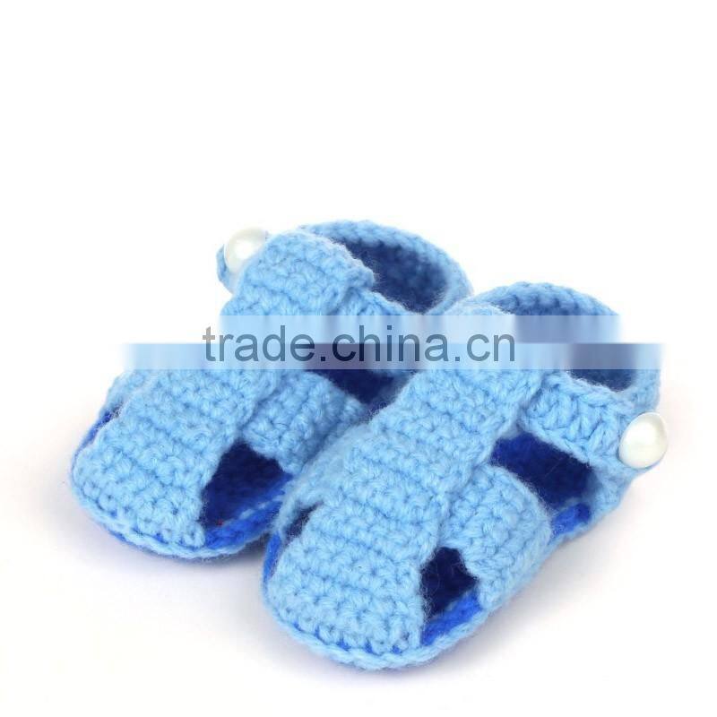 Handmade blue baby sandals crochet baby shoes LBS20151223-62
