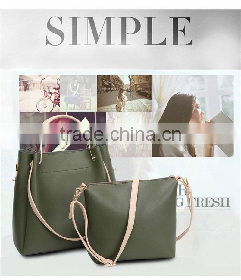 Army Green Metal Handle Handbag Fashion Messenger Bag