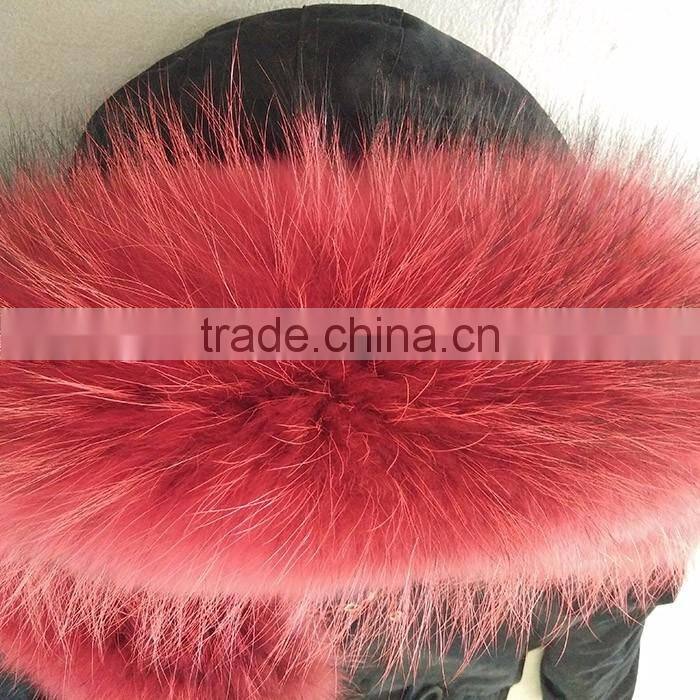 Myfur Custom Navy Outer Parka with Removable Dyed Fox Belly Fur Lined in Wholesale Price