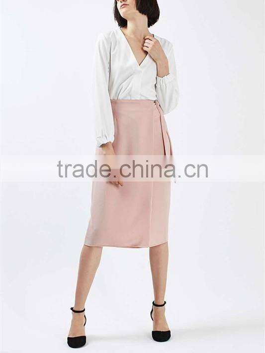 Fashion women wrap tie midi skirt